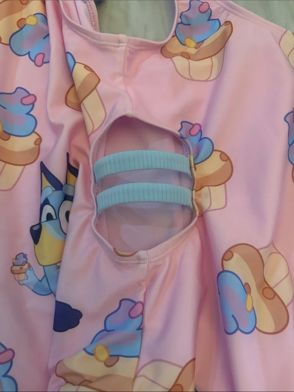 Girls Pink Bluey Cupcake One-Piece Swimsuit